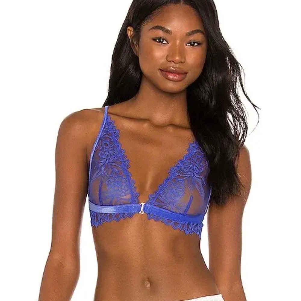 Free People Amelie Lace Bralette Dazzling Blue  Small NWT